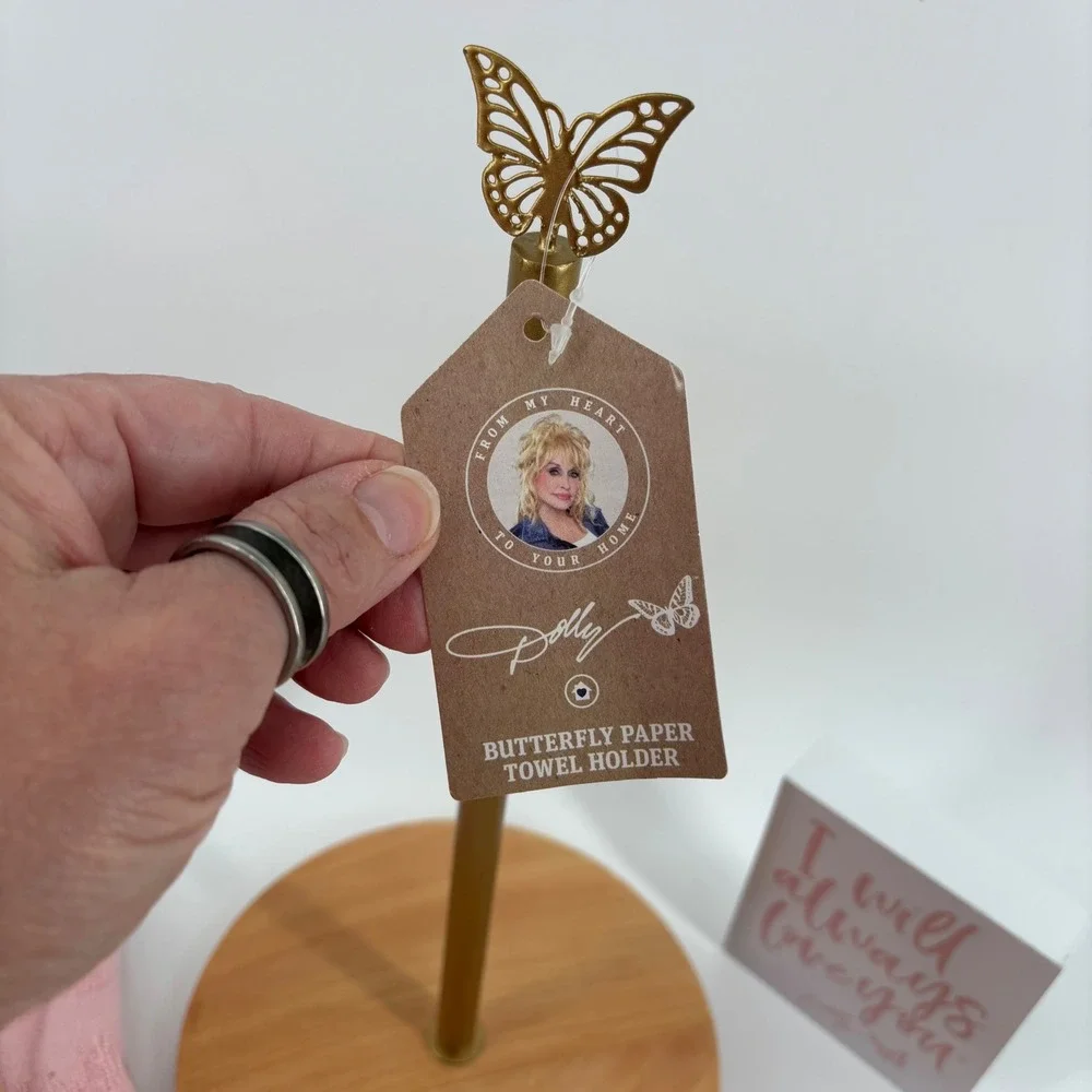 Dolly Parton Kitchen Country Farmhouse Decor Set 5pc Pink Gold Butterfly NWT New